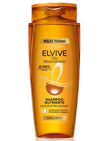 Elvive Shampoo 700ml Formato Xl - Olio Straordinario - Capelli Secchi